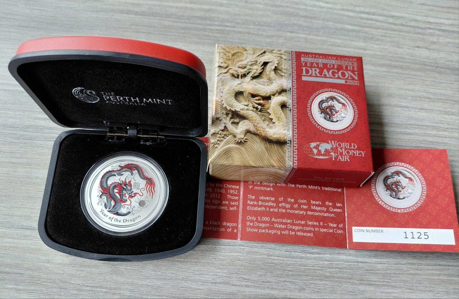 2012 Australie Lunar Black Dragon Coloured 1 oz zilver, Ophalen of Verzenden, Zilver