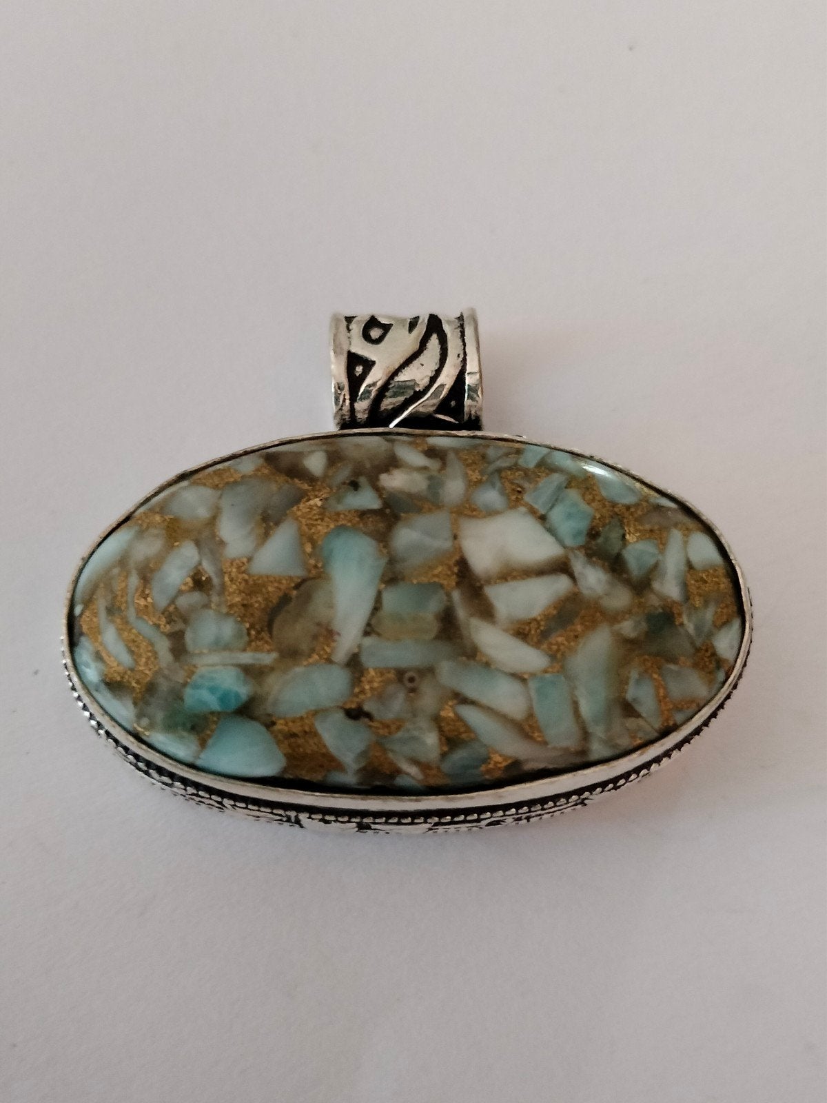 Zilveren hanger met Copper larimar, Overige voorstellingen, Nieuw, Met edelsteen, Zilver