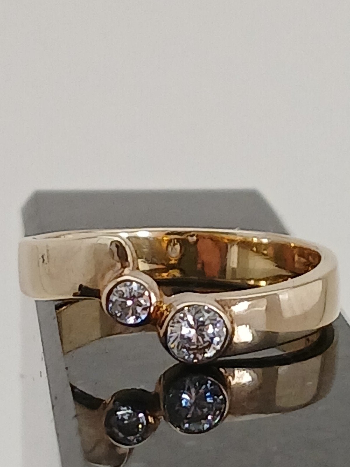 Zilveren vergulde ring met zirconia steentjes, maat 17, Ophalen of Verzenden, Zo goed als nieuw, 17 tot 18, Dame