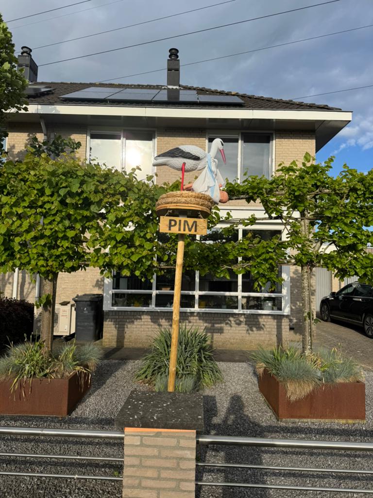 Geboortebord met ooievaar te huur, Kinderen en Baby's, Kraamcadeaus en Geboorteborden, Ophalen, Zo goed als nieuw, Geboortebord