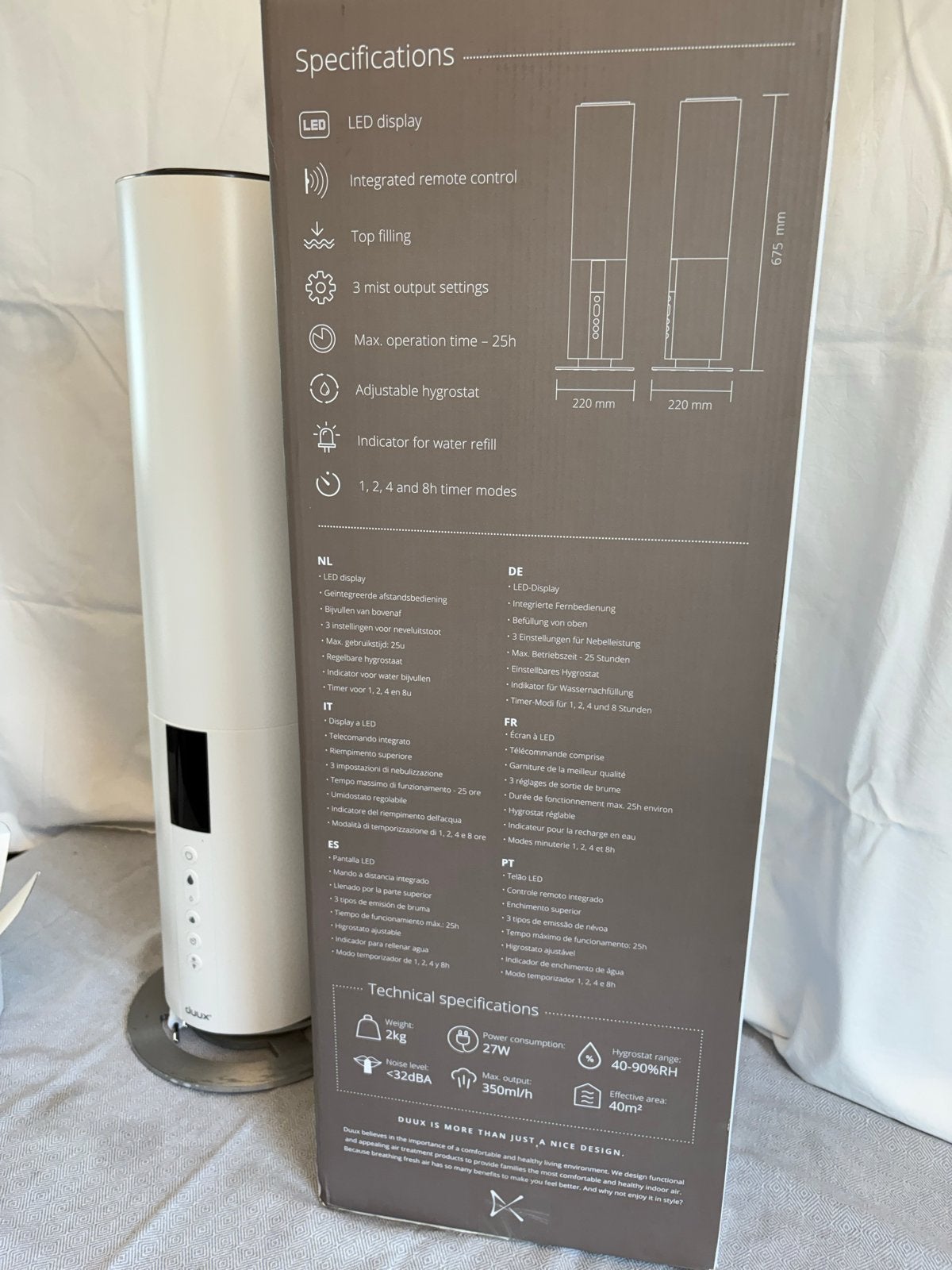 Duux Beam Smart Luchtbevochtiger - Zo goed als nieuw, Witgoed en Apparatuur, Luchtbehandelingsapparatuur, Ophalen of Verzenden