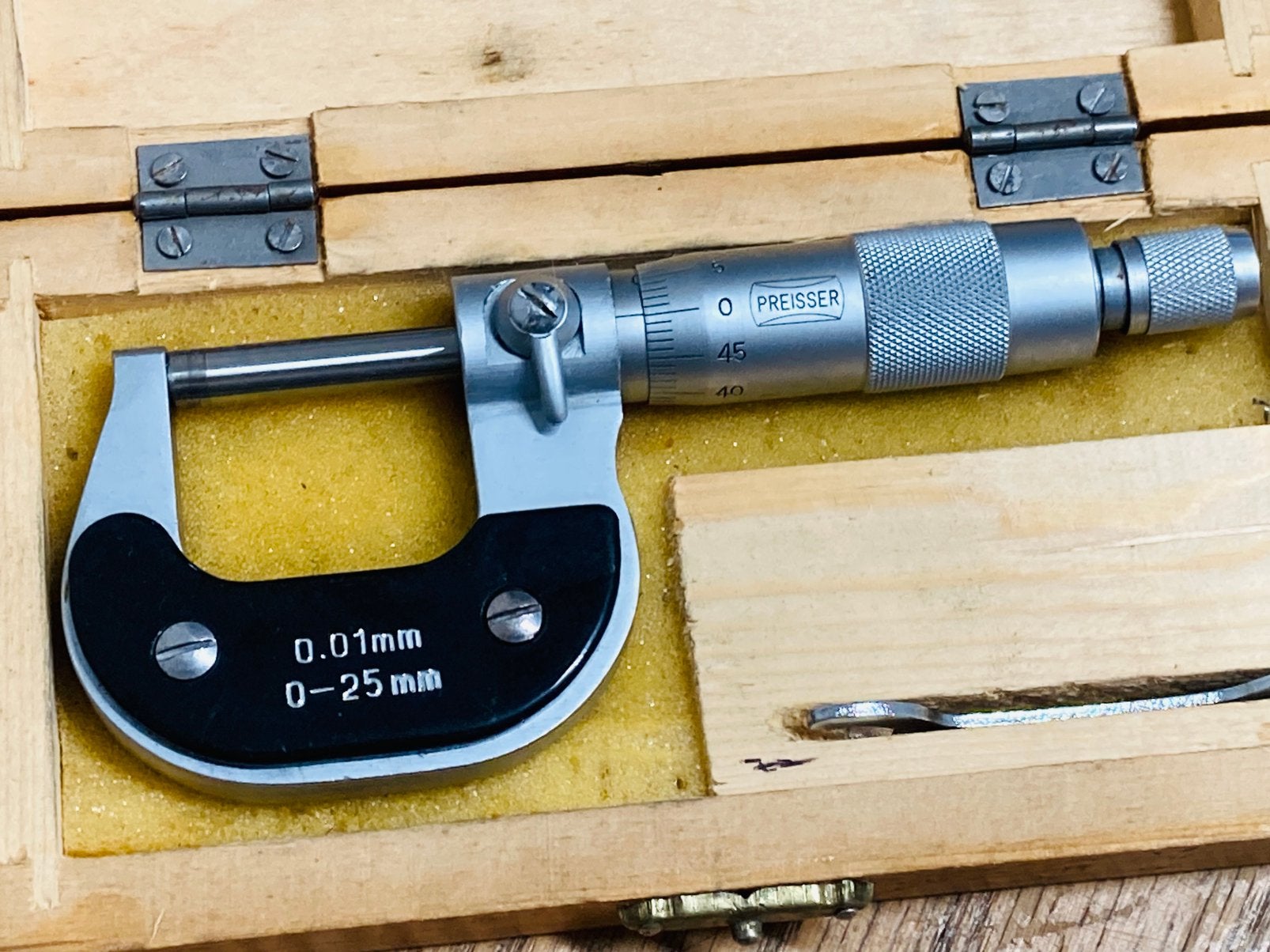 Micrometer Preisser 0-25x0.01 mm draaibank freesbank, Ophalen of Verzenden, Zo goed als nieuw
