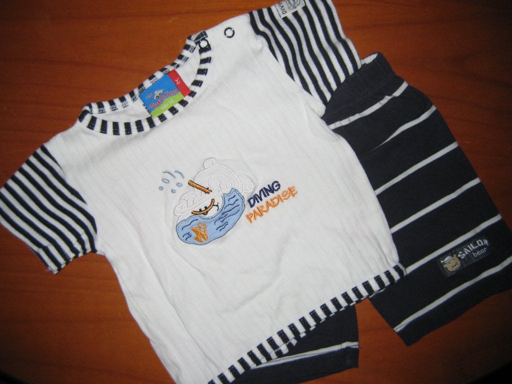 Setje, 68/74, blauw/wit, Topolino, Ophalen of Verzenden, Zo goed als nieuw, Jongetje, Setje