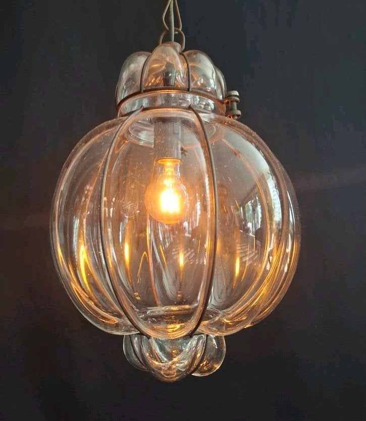 Grote Vintage Venetiaanse Murano Kooilamp (2x), Ophalen of Verzenden, Zo goed als nieuw, Glas