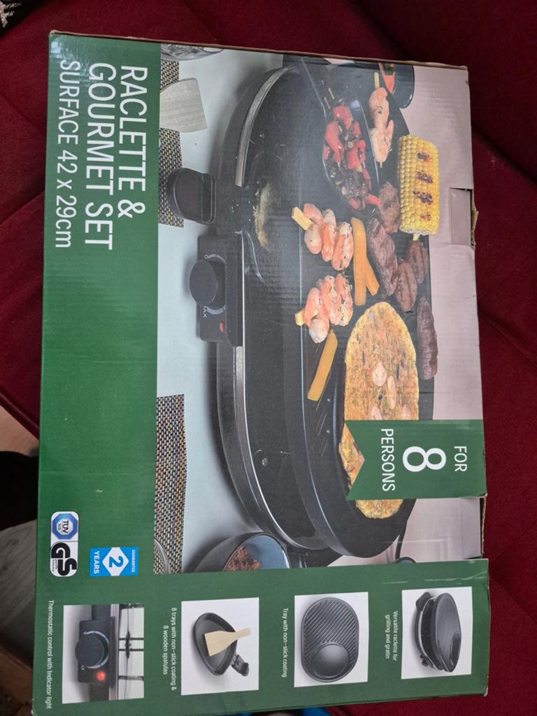 Raclette & Gourmet Set - 8 personen, 42x29cm, Ophalen of Verzenden, Zo goed als nieuw, 8 personen of meer