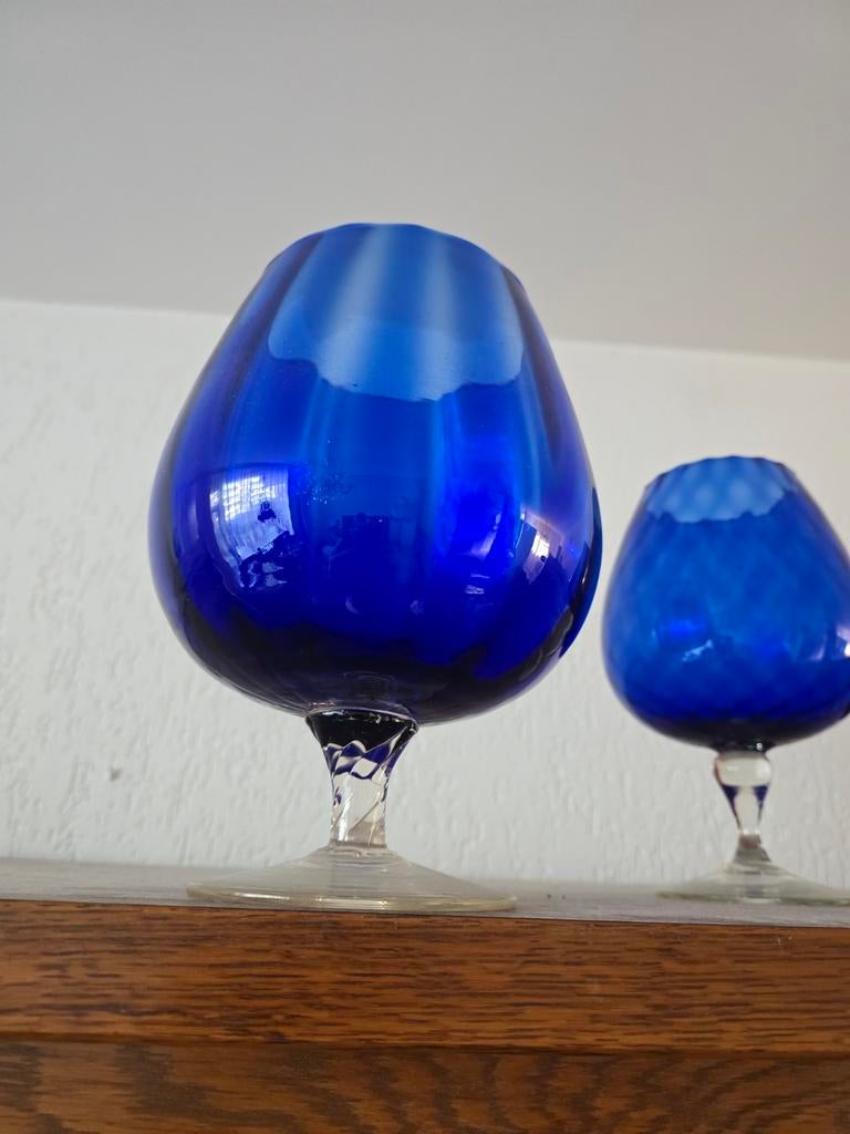 Grote blauwe glazen bokaal, Antiek en Kunst, Ophalen of Verzenden