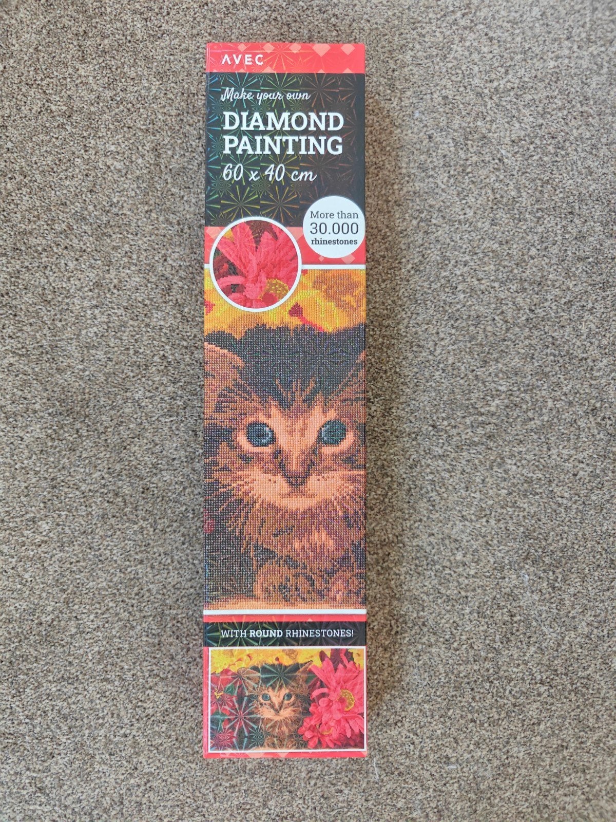Diamond Painting Kit Kat 60x40 cm - Nieuw, Ophalen