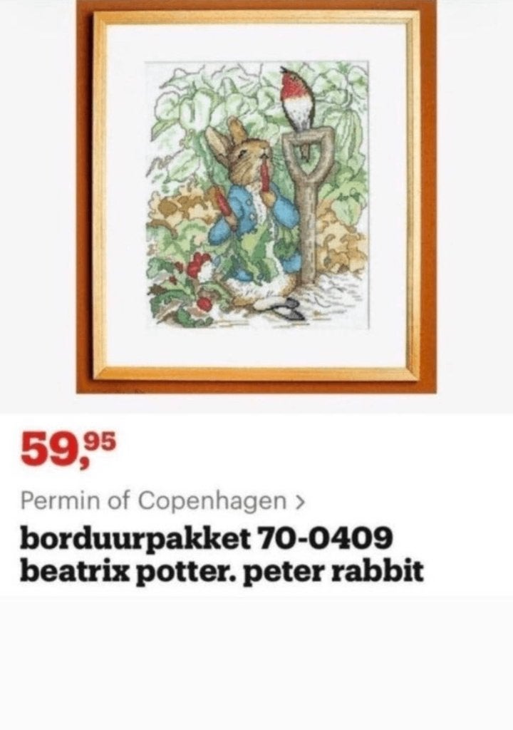 BORDUURPAKKET BEATRIX POTTER PETER RABBIT PLUS++++, Verzenden, Nieuw, Handborduren, Borduurpakket