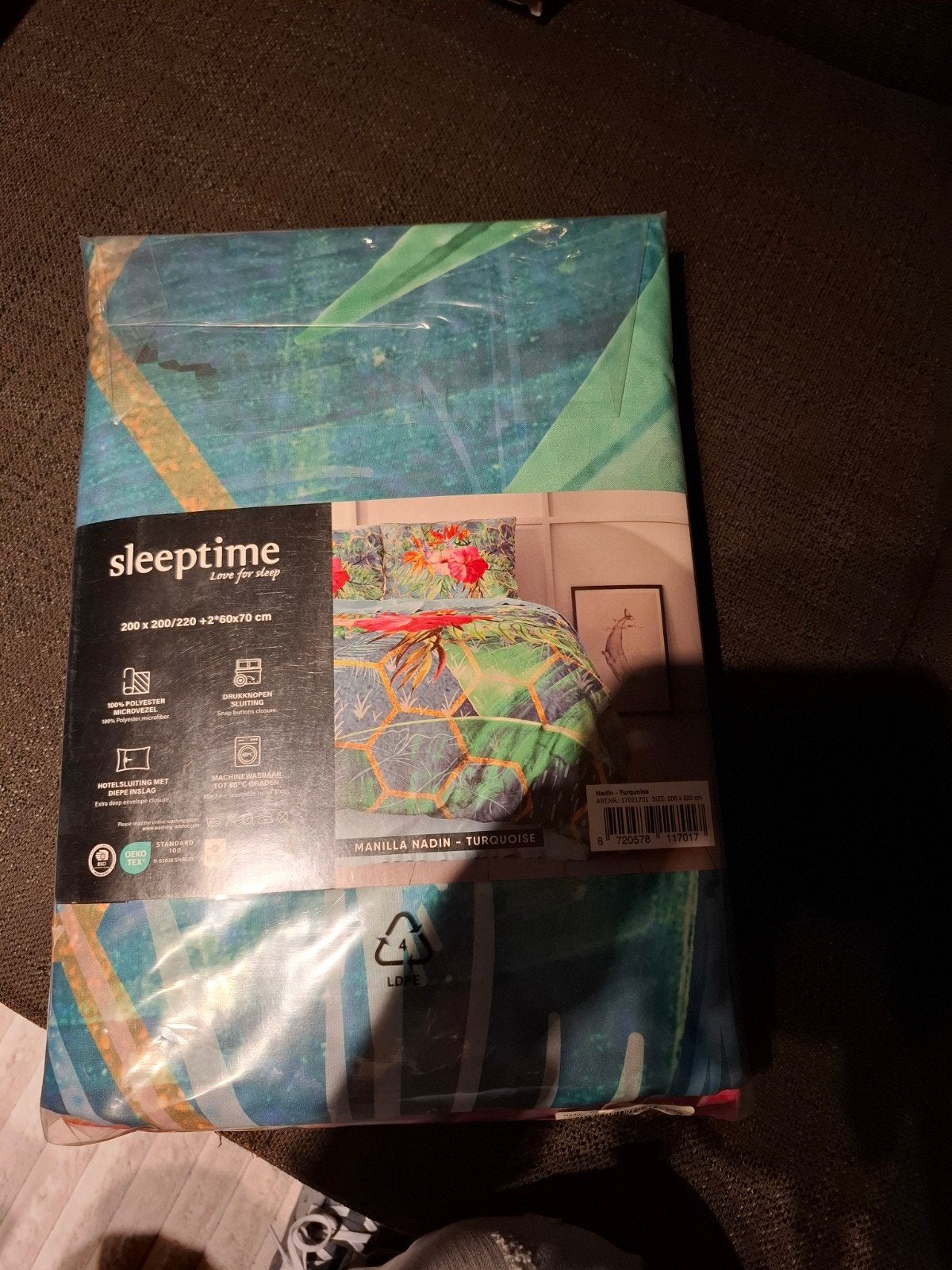 Sleeptime Dekbedovertrek Manilla Nadin Turquoise 200x200/220, Ophalen of Verzenden, Nieuw, Tweepersoons, Dekbedovertrek