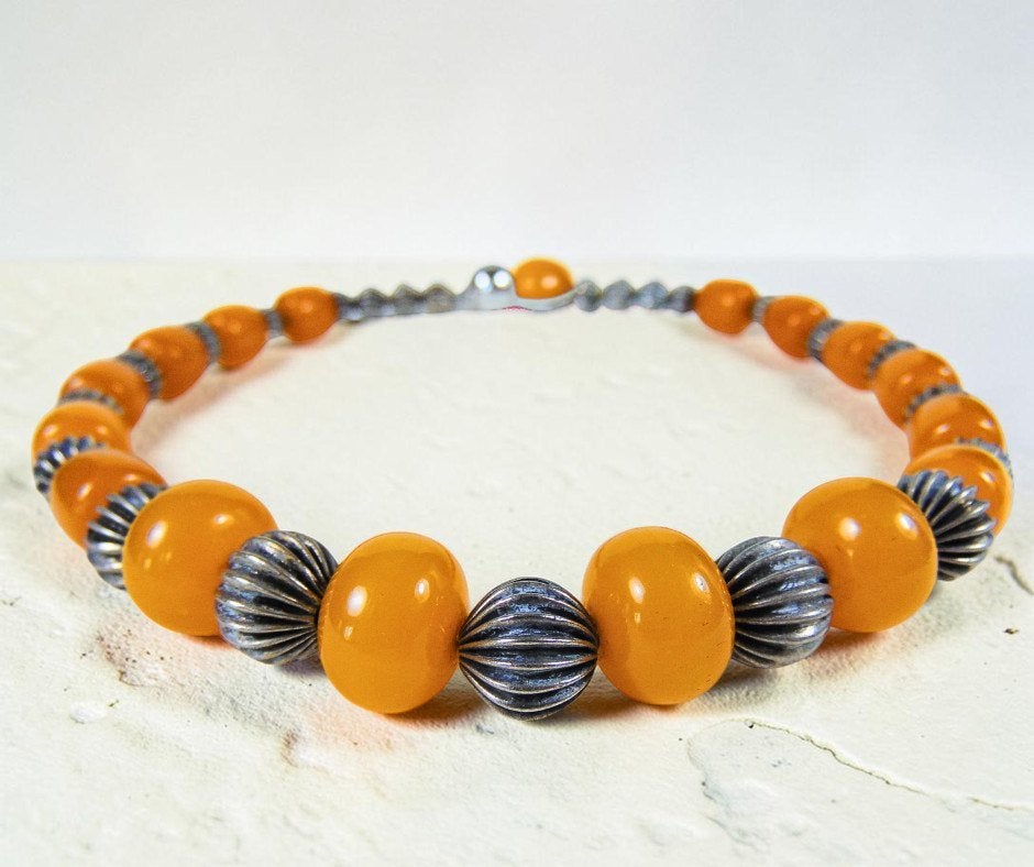 Prachtig copal AMBER collier ketting zilveren bolsluiting!, Overige materialen, Overige kleuren, Verzenden, Zo goed als nieuw