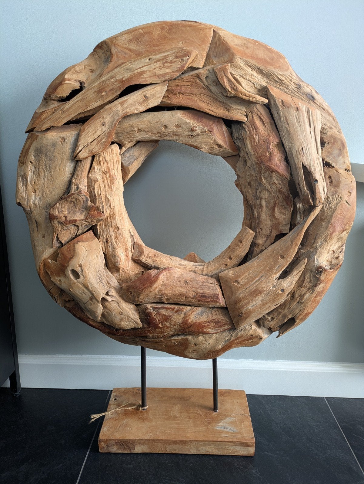 Groot houten ornament op voet - Uniek decoratiestuk, Ophalen, Hout, Bruin, Landelijk