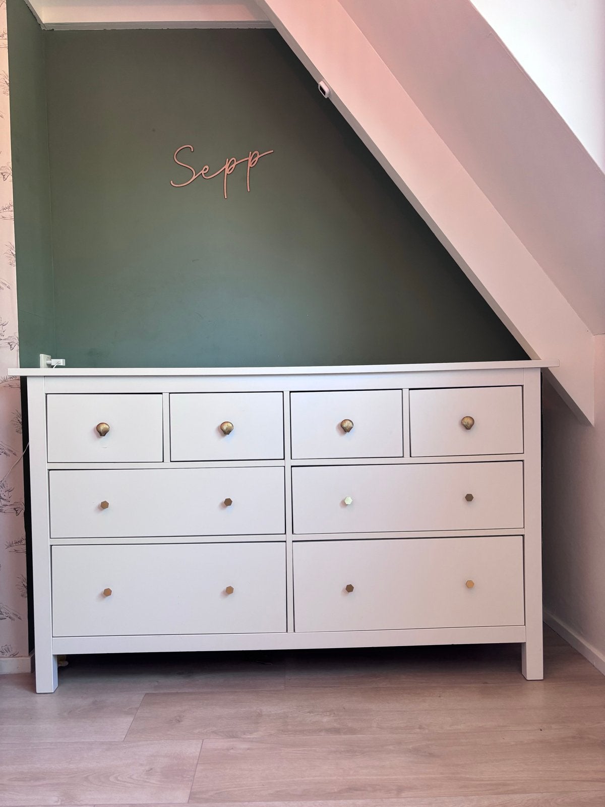 Ikea Hemnes ladekast met messing beslag, Ophalen, Gebruikt, 5 laden of meer, 100 tot 150 cm