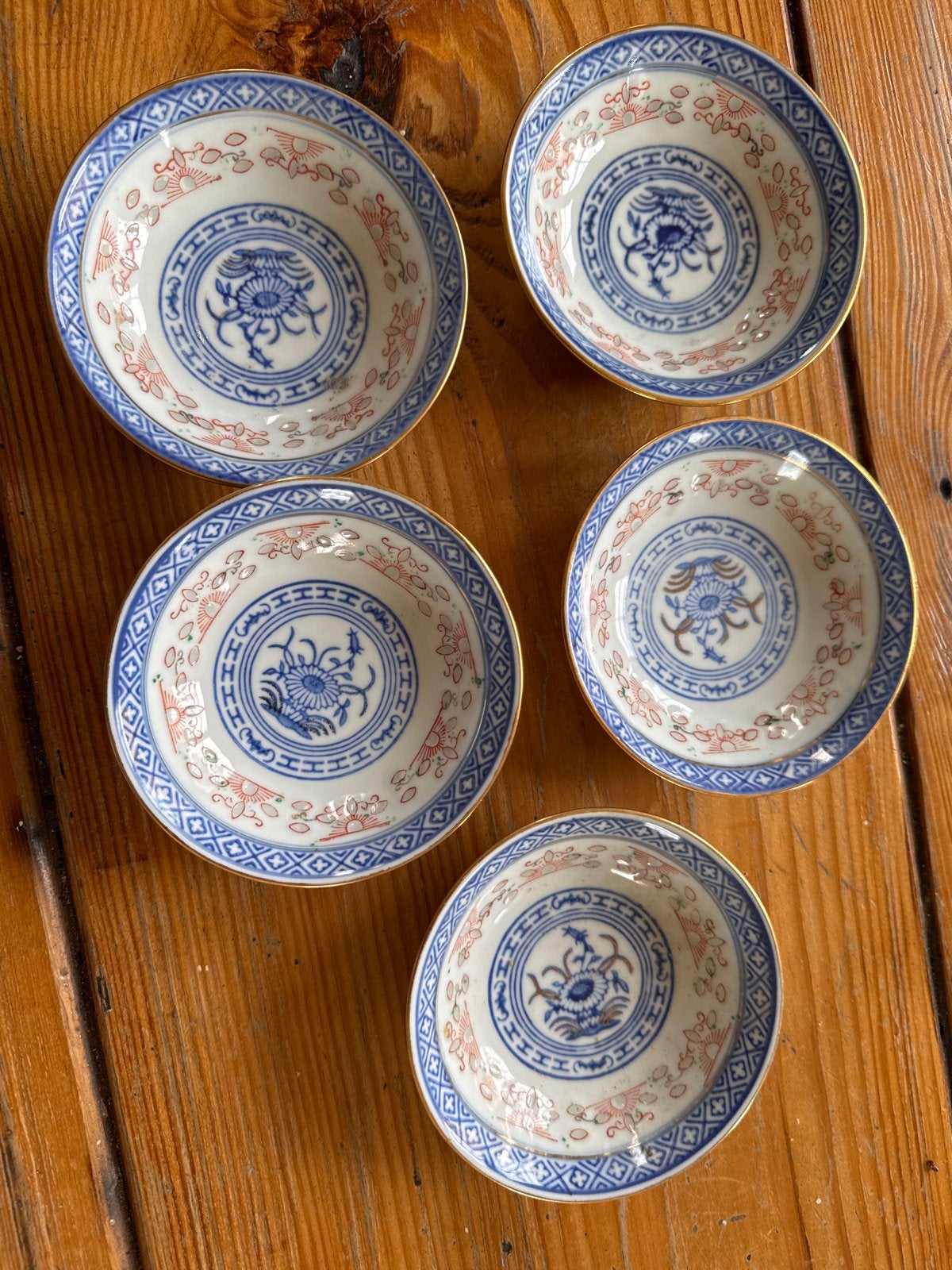 Set van 5 Chinese porseleinen rijstkommen, Made in China, Ophalen of Verzenden