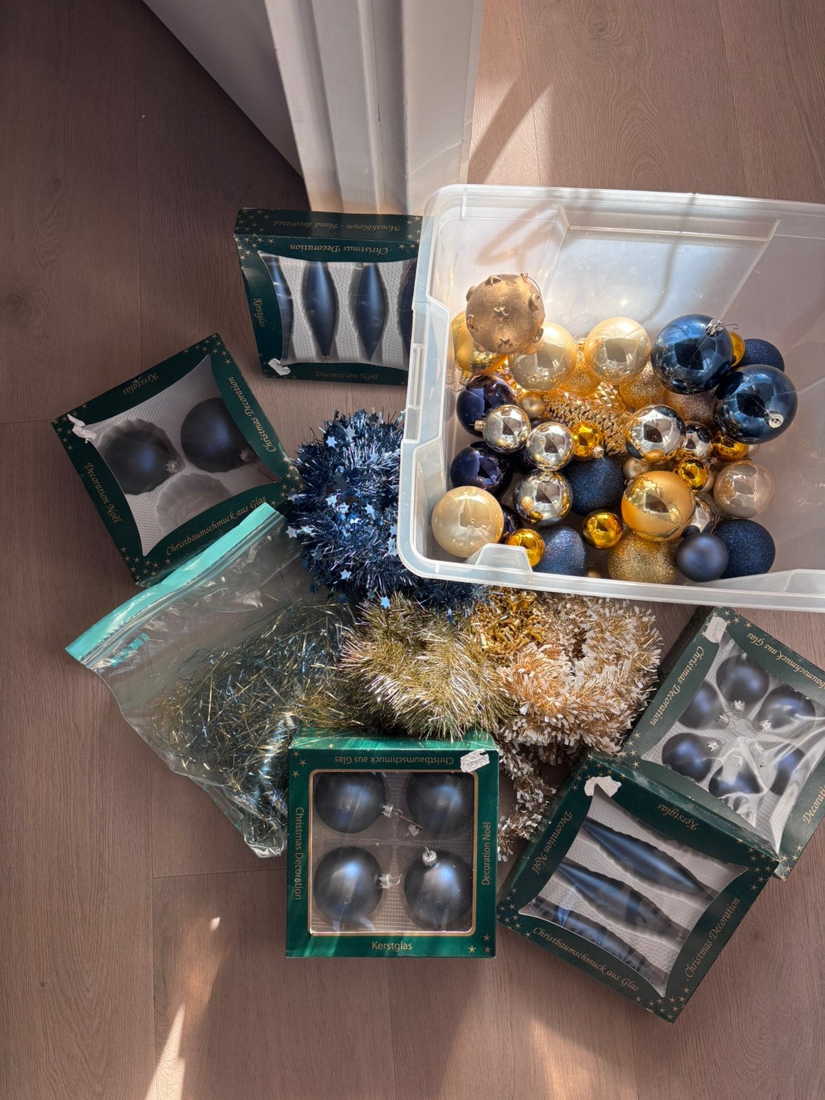 Complete kerstset - blauw & goud, Ophalen, Zo goed als nieuw