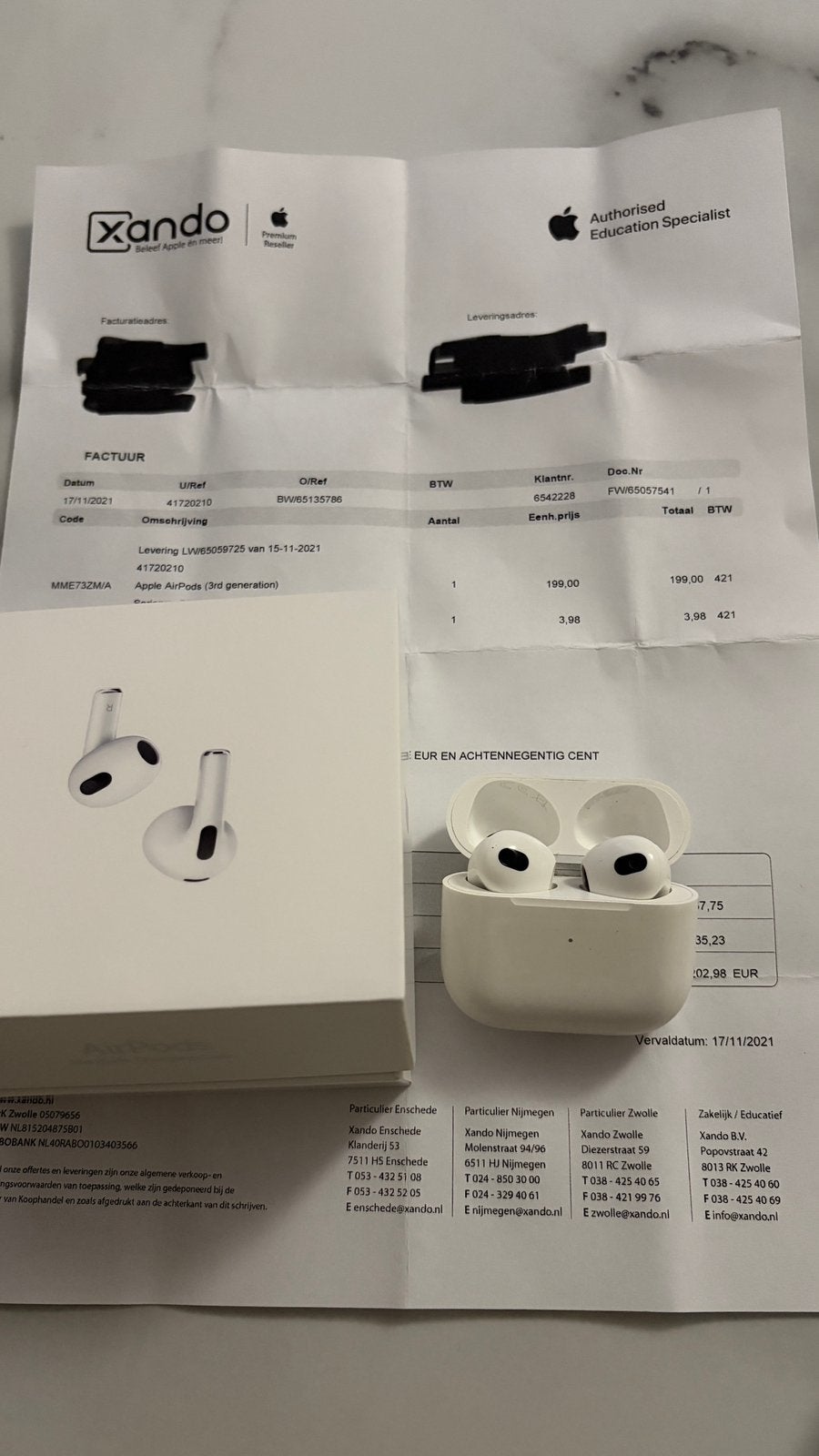 Apple Airpods ( 3rd geneation), Ophalen of Verzenden, Zo goed als nieuw