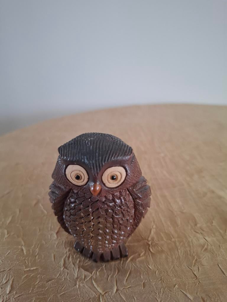 Vintage Uil Beeldje - Houtsnijwerk, Ophalen of Verzenden, Zo goed als nieuw, Bruin, Vintage
