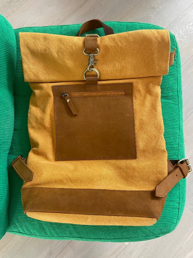 Happa rolltop rugtas backpack geel, 25 tot 40 cm, Ophalen of Verzenden, Zo goed als nieuw, Waterdicht