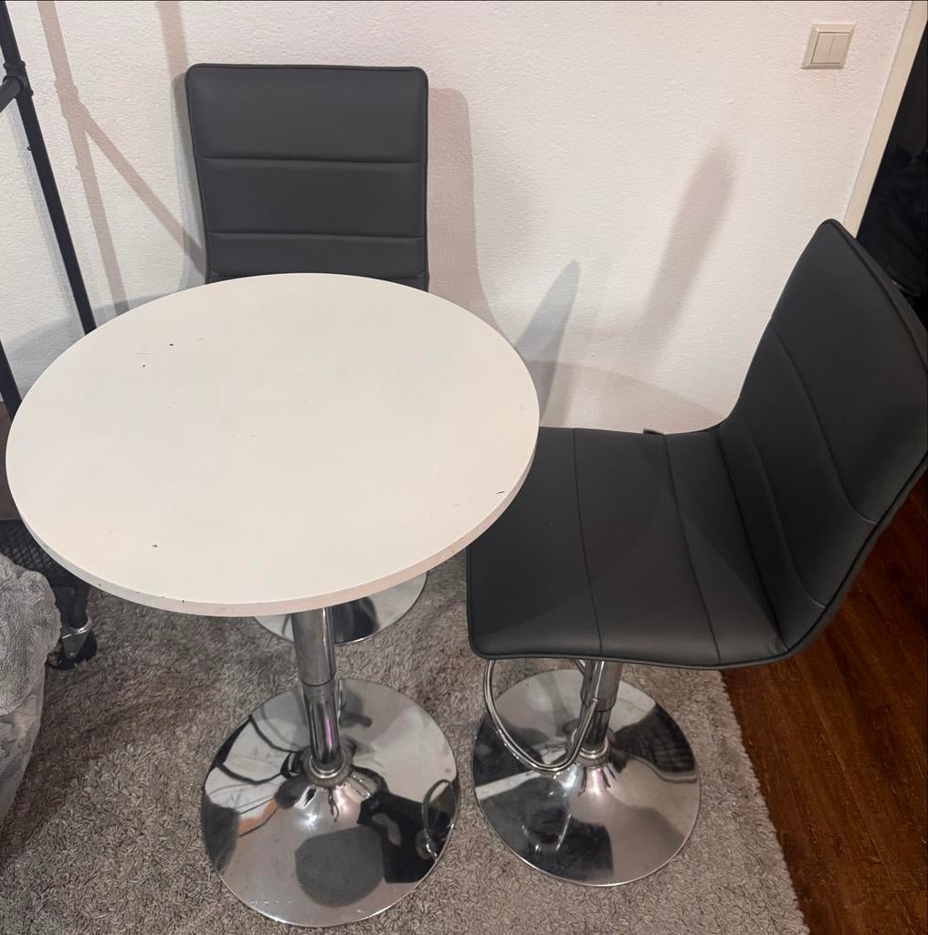 Barstoel set VidaXL met tafel, Ophalen, Kunststof, Gebruikt, In hoogte verstelbaar