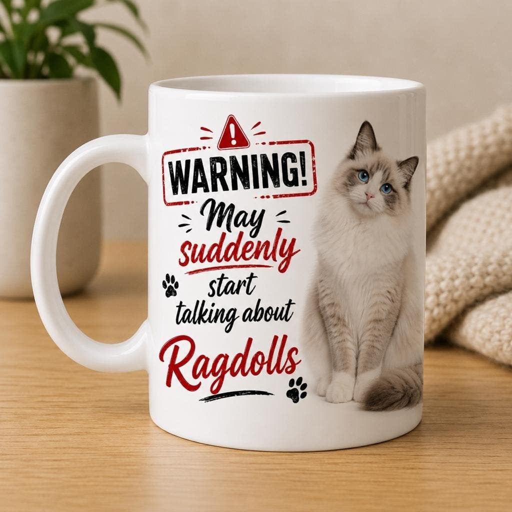 Ragdolls Warning Mok, Huis en Inrichting, Keuken | Servies, Verzenden, Nieuw, Kop(pen) en/of Schotel(s)