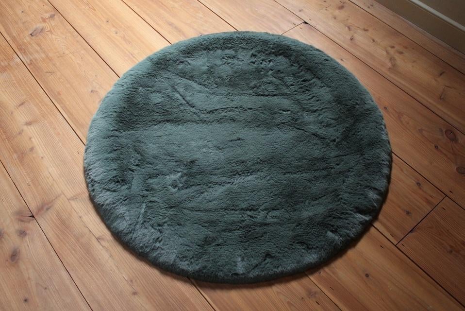 Nieuwe ronde Comfy vloerkleden Ø100 fluffy geel blauw groen, Rond, Nieuw, Ophalen of Verzenden, Groen