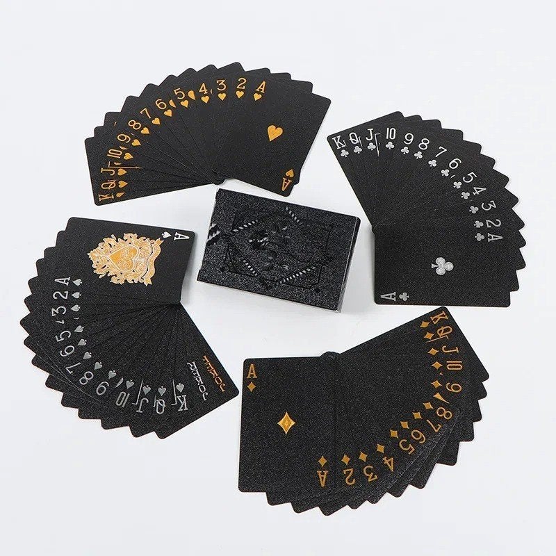 Zwart gouden waterdichte speelkaarten / poker set (54 stuks), Ophalen of Verzenden, Nieuw