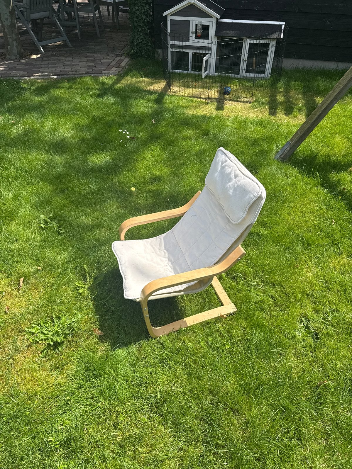 Ikea Poäng kinderstoel met witte kussens, Kinderen en Baby's, Kinderstoelen, Gebruikt, Overige typen, Ophalen