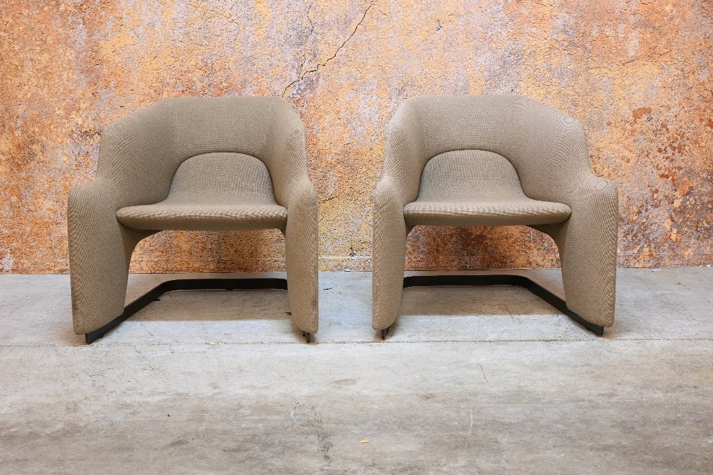 ZGANieuw unieke beige stoffen Moroso Skate fauteuils, Moroso, 75 tot 100 cm, Ophalen of Verzenden, Zo goed als nieuw