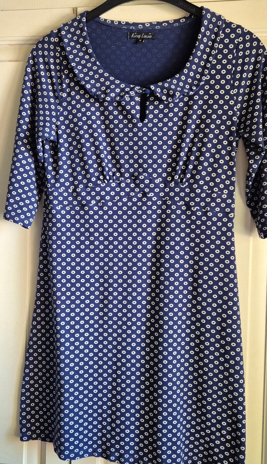 retro King Louie jurkje, Maat 38/40 (M), Blauw, Ophalen of Verzenden, Knielengte