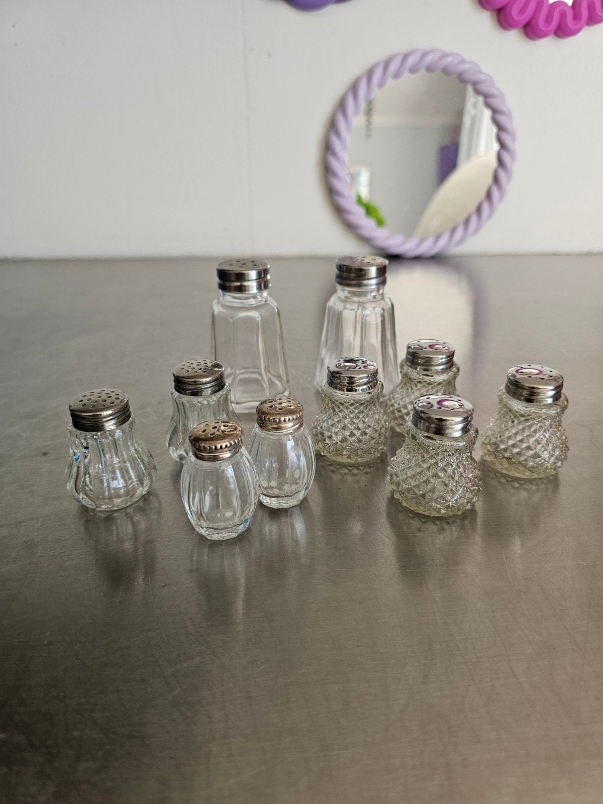 Collectie van 9 Vintage Glazen Zoutvaatjes, Ophalen of Verzenden