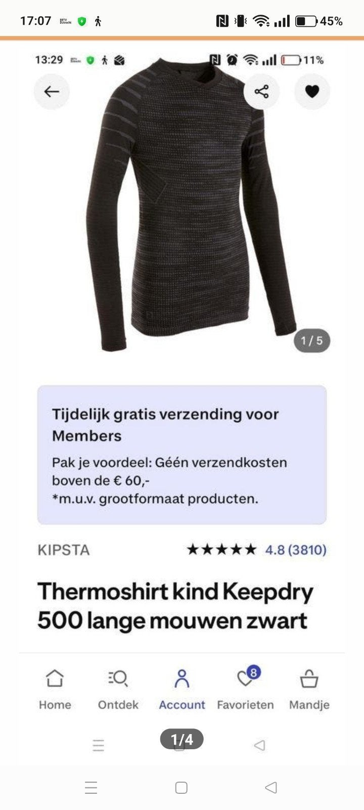 Kipsta Thermoset Voetbal Kids 161-172cm 14-15jaar, Ophalen of Verzenden, Set