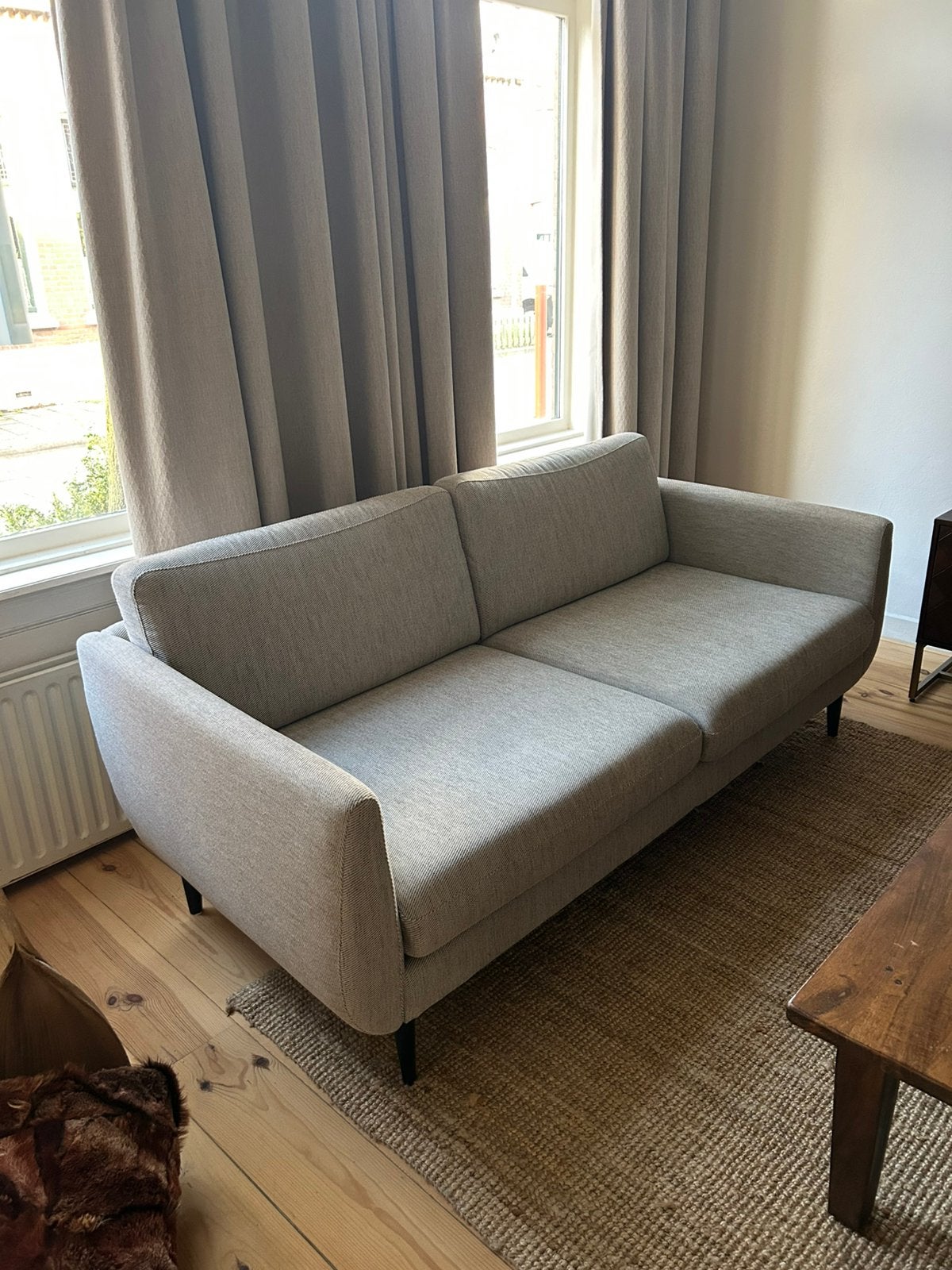 Ikea 3-zitsbank (Smedstorp) grijs zgan, Ophalen, Zo goed als nieuw, Tweepersoons