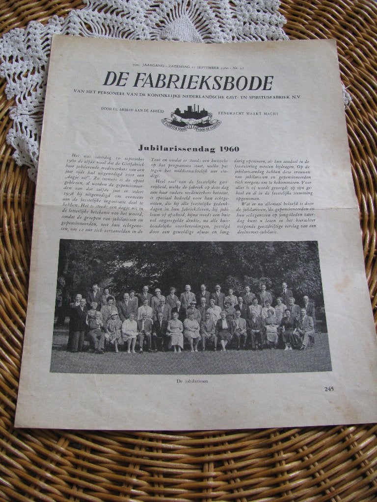 Gist & Spiritus fabriek delft * Fabrieksbode * 17.09.1960, Ophalen of Verzenden, Gelezen