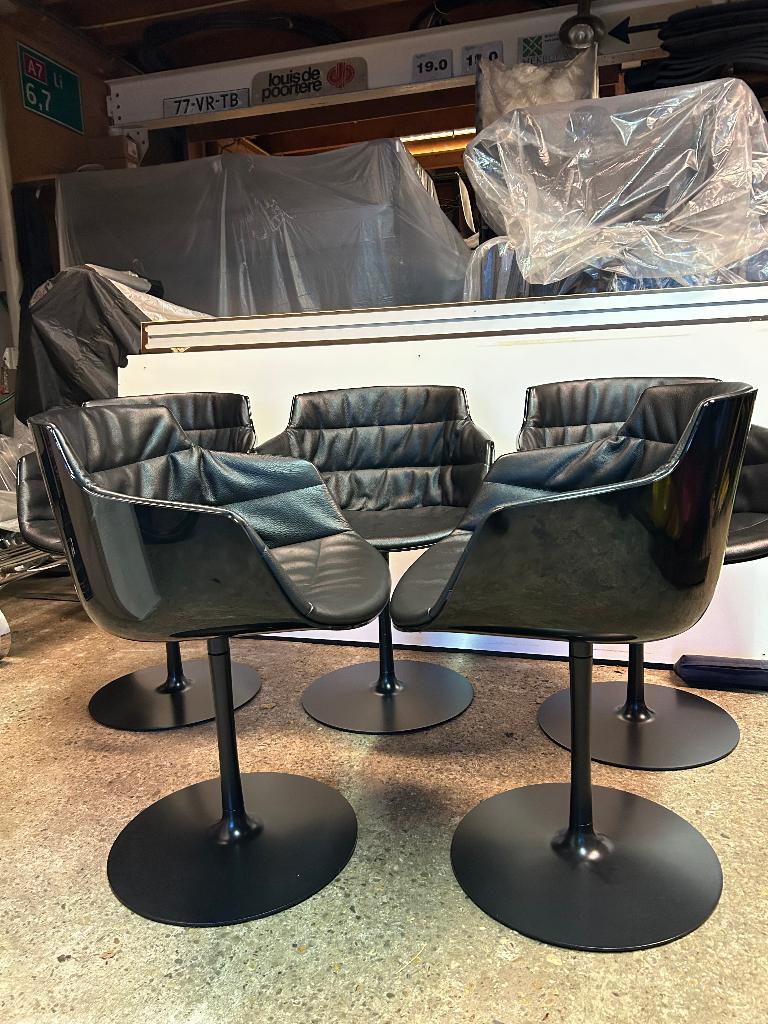 5 IZGS MDF Italia Flow Slim chair stoel leer, Ophalen, Bruin, Leer, Zo goed als nieuw