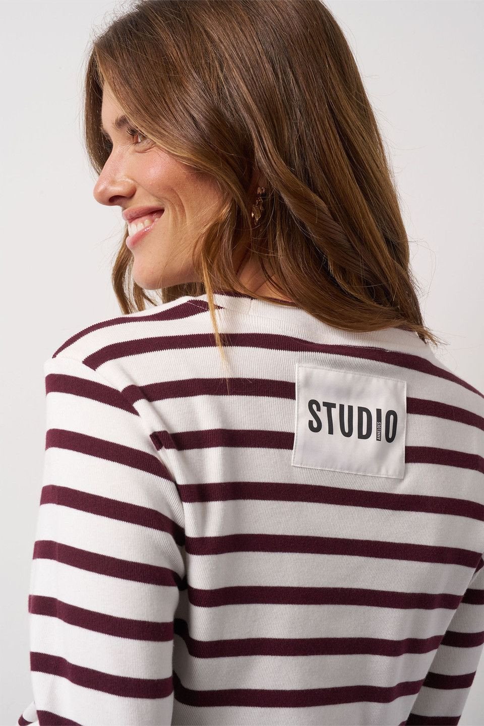 Studio anneloes annika stripe shirt - trui L bordeaux, Overige kleuren, Maat 42/44 (L), Ophalen of Verzenden, Zo goed als nieuw