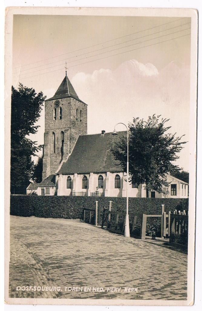 1 / OOST-SOUBURG : Toren en Ned. herv. Kerk, Verzenden, 1920 tot 1940, Gelopen, Zeeland