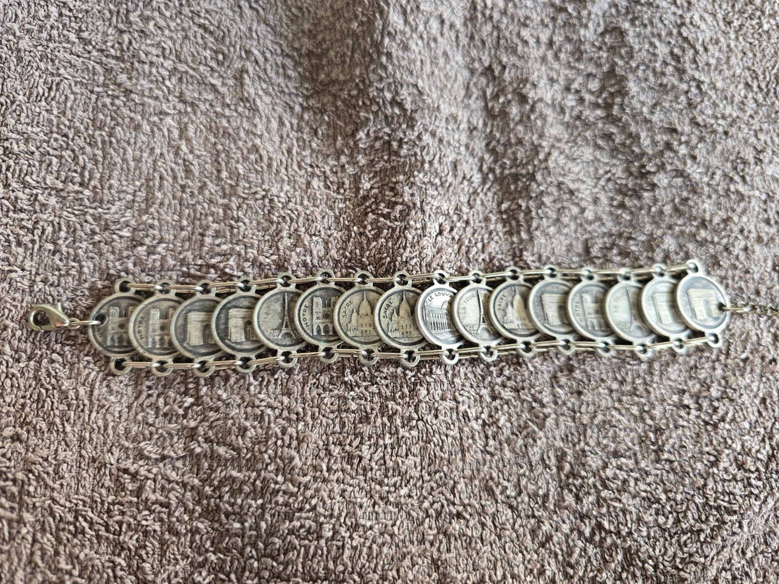 Vintage Parijs Monumenten Armband - Oud-zilveren Stijl, Ophalen of Verzenden, Gebruikt, Zilver, Overige materialen