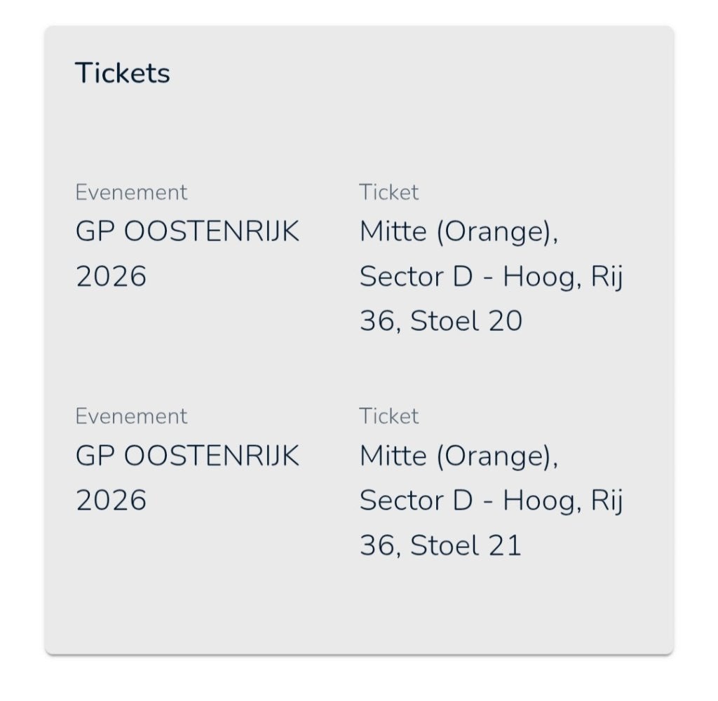 GP Oostenrijk, Tickets en Kaartjes, Twee personen, Juni