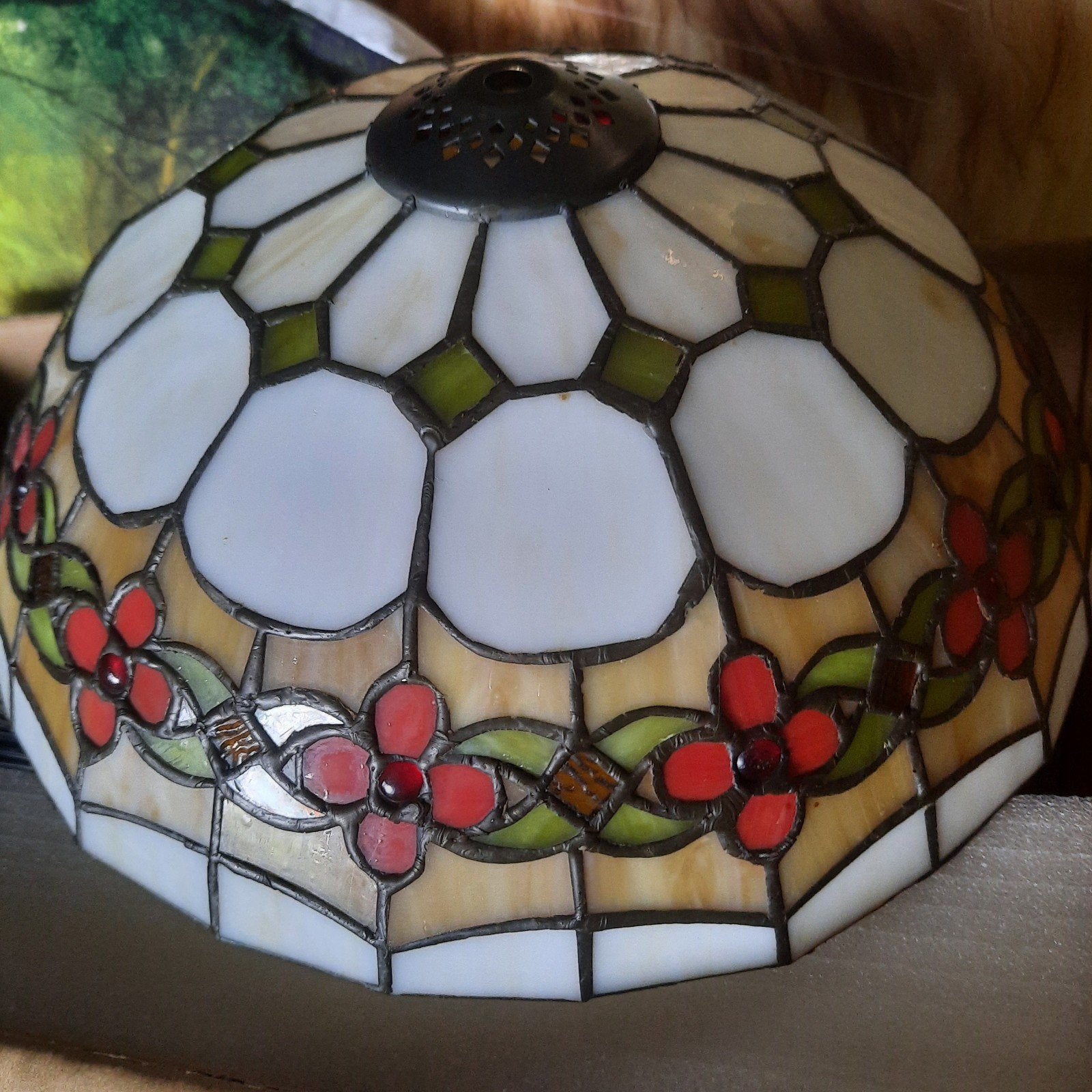 Glas in loodlamp jaren 50, Ophalen of Verzenden, Glas