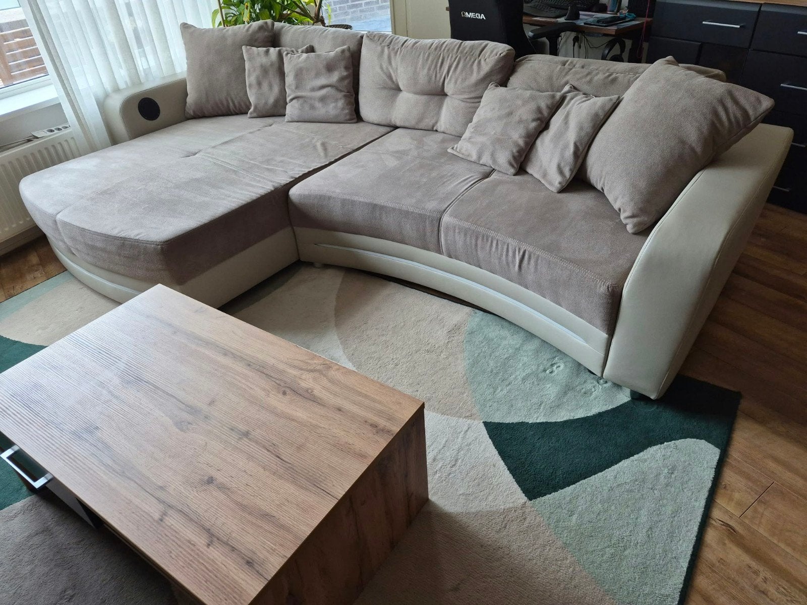 Comfortabele luxe loungebank, 3 jaar oud, Ophalen, Vierpersoons of meer, Stof, 300 cm of meer