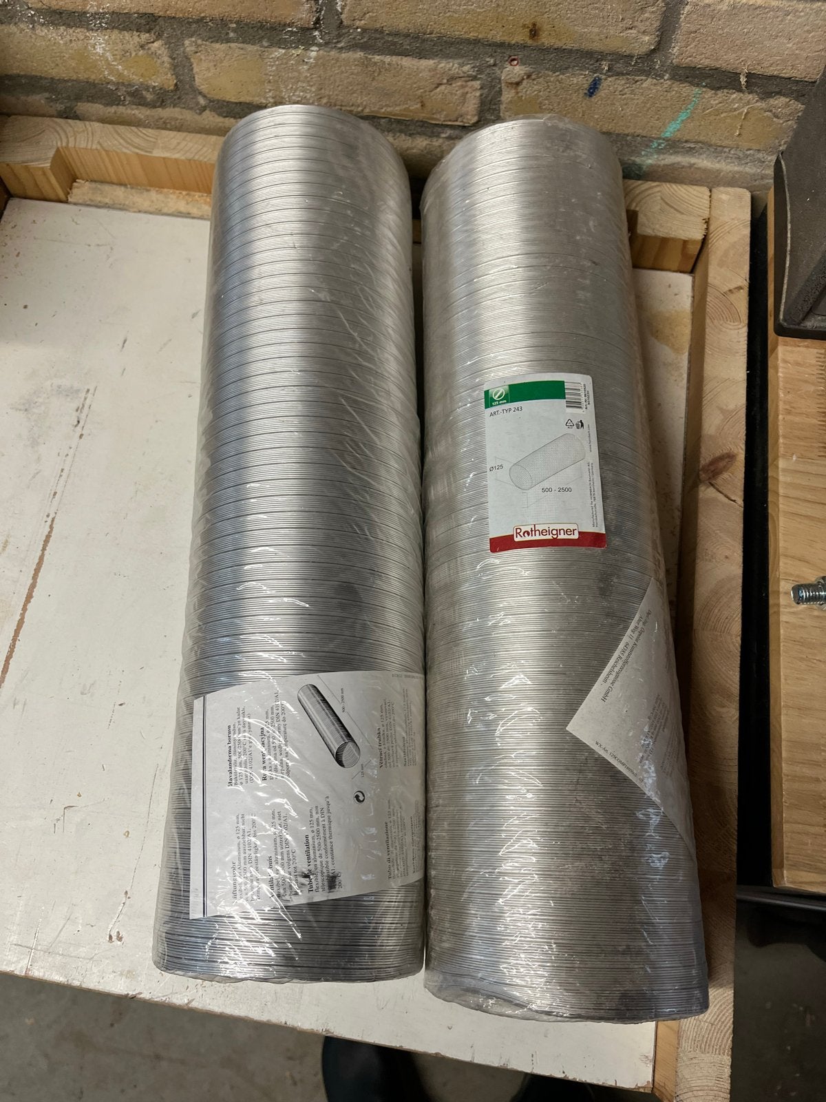Aluminium buis Ø125mm - 2 stuks, Ophalen, Nieuw, Ventilator en Afzuiger