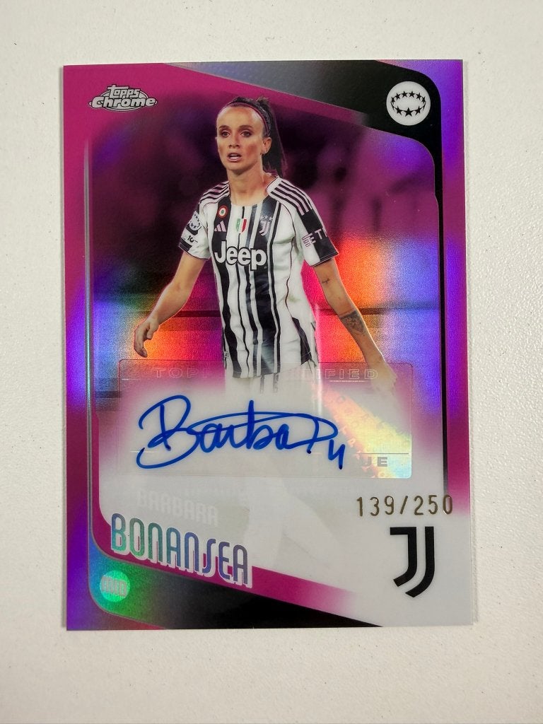 Barbara Bonansea /250 Pink Auto Topps Women's Chrome 2025-26, Ophalen of Verzenden, Nieuw, Buitenlandse clubs, Poster, Plaatje of Sticker