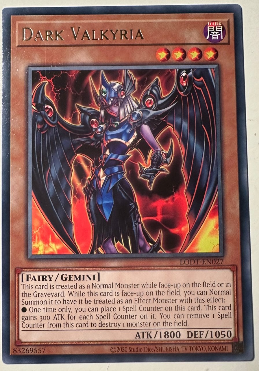 Yu-Gi-Oh! Dark Valkyria LODT US Rare !, Ophalen of Verzenden, Zo goed als nieuw, Losse kaart