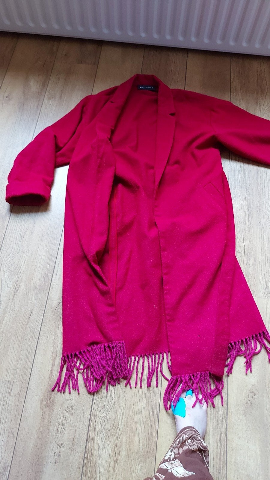 Mooie fuchsia roze jas met franjes, maat 40, Kleding | Dames, Jassen | Winter, Onbekend, Roze, Gedragen, Ophalen
