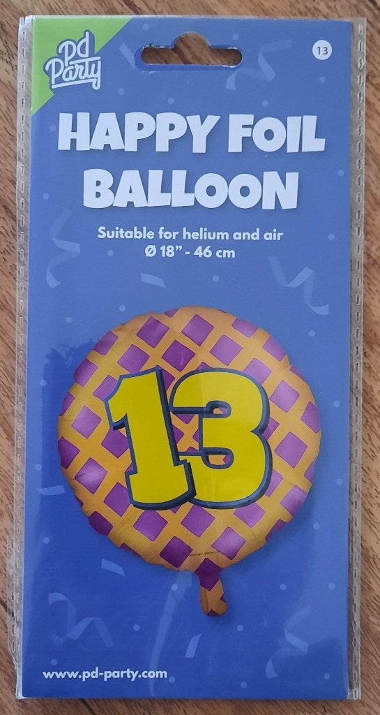 Ballon / Ballonnen / Foilballon - cijfer 13 - ( Nieuw) Feest, Ophalen of Verzenden, Nieuw, Versiering, Verjaardag