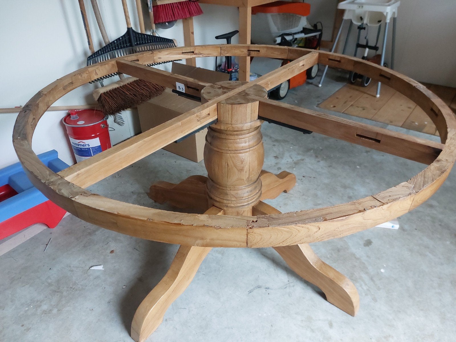 TEAK Kloosterpoot ronde tafel Landelijke stijl, Ophalen of Verzenden, 75 cm of meer, 100 tot 150 cm, 100 tot 150 cm