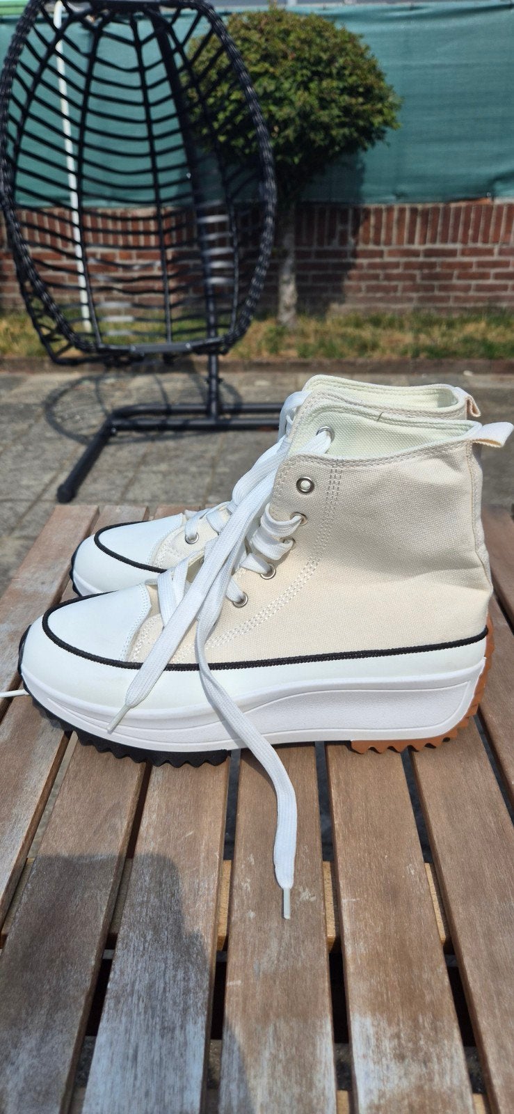 Witte platform sneakers – maat 41, Ophalen, Zo goed als nieuw, Wit, Sneakers of Gympen