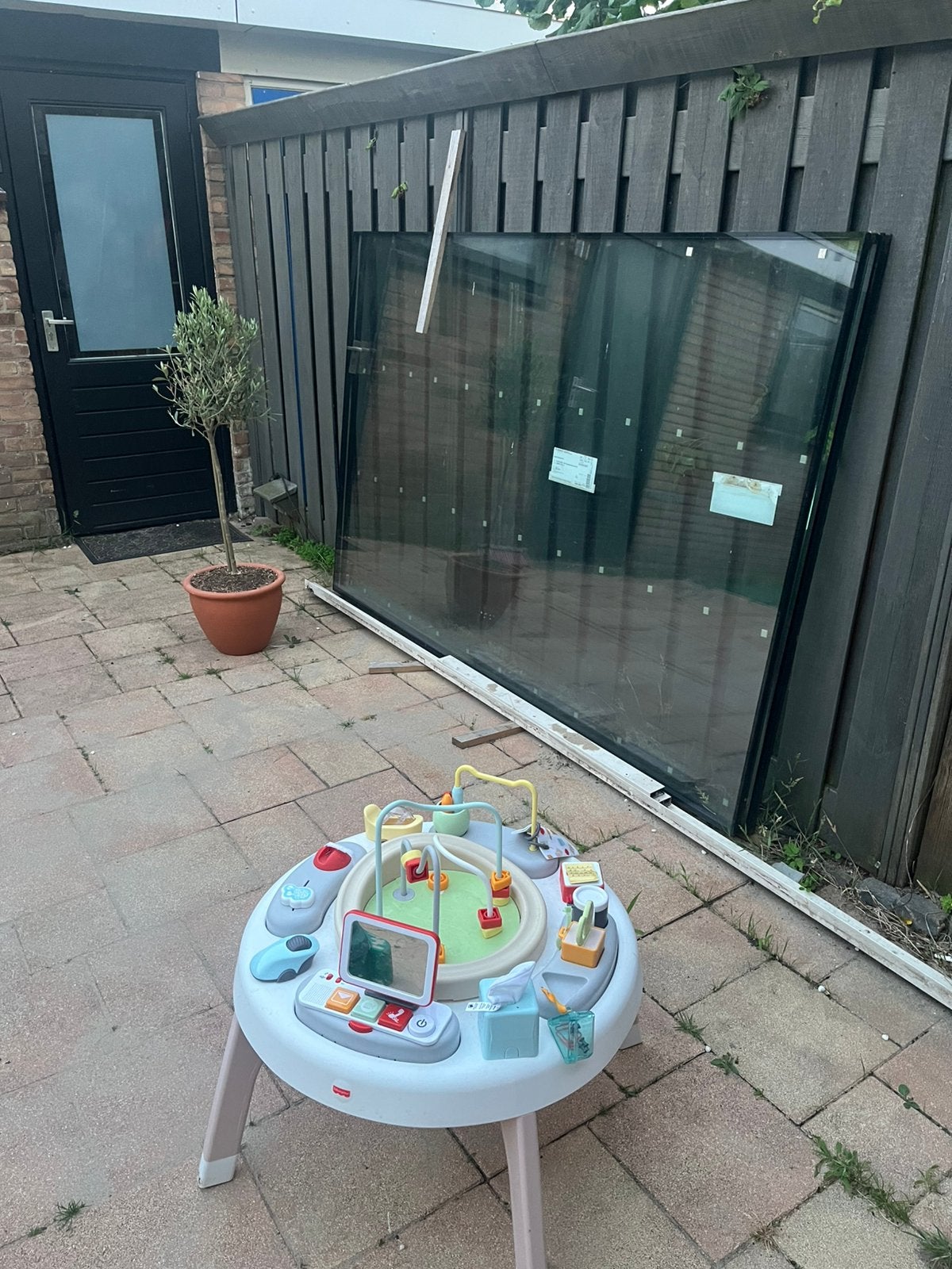 GRATIS AFHALEN! Schuifpui glas 218 x 138 TWEE STUKS, Ophalen, Zo goed als nieuw, Serre