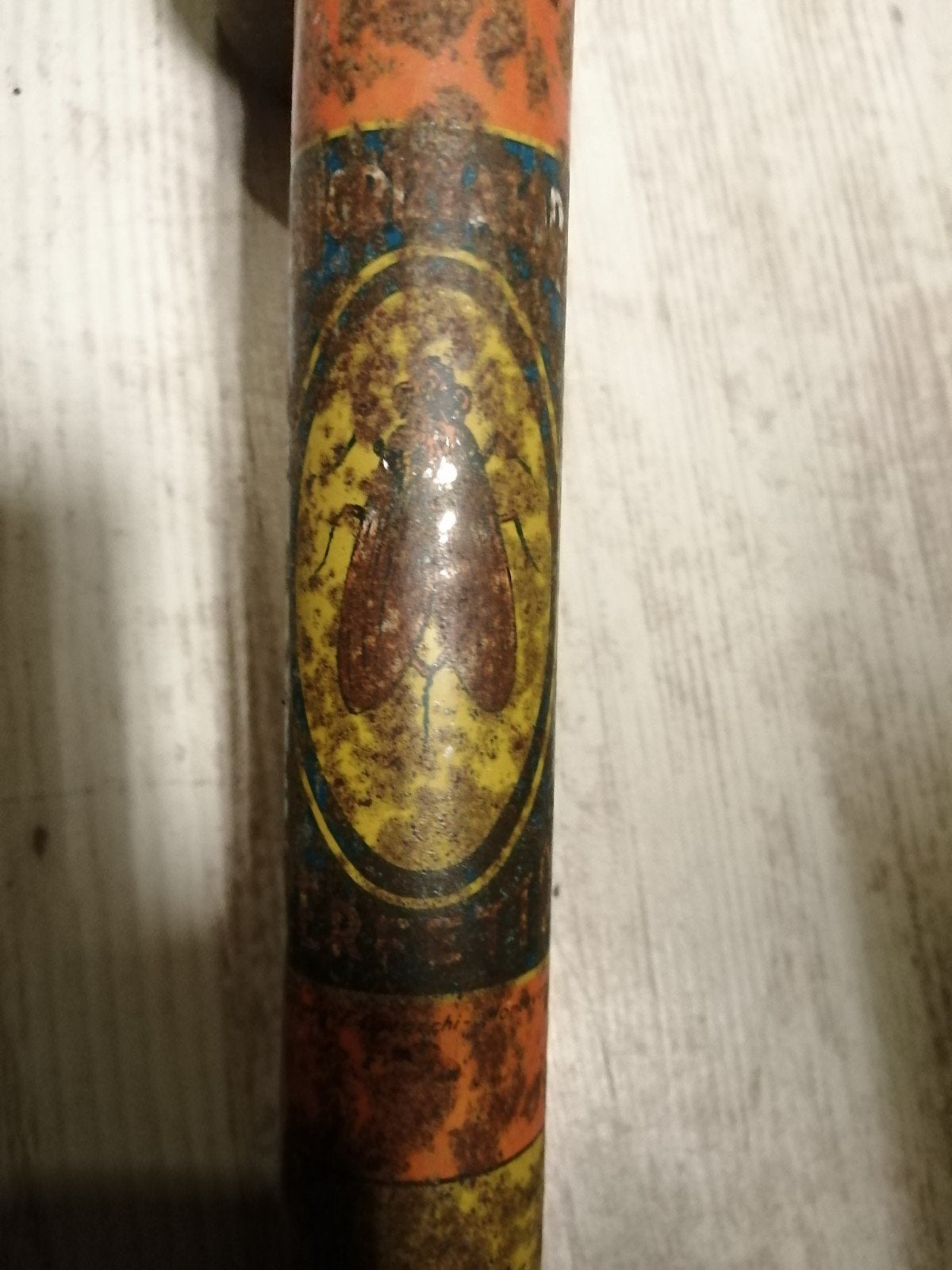 Antieke franse gif spuit prachtige patina en kleuren., Ophalen of Verzenden