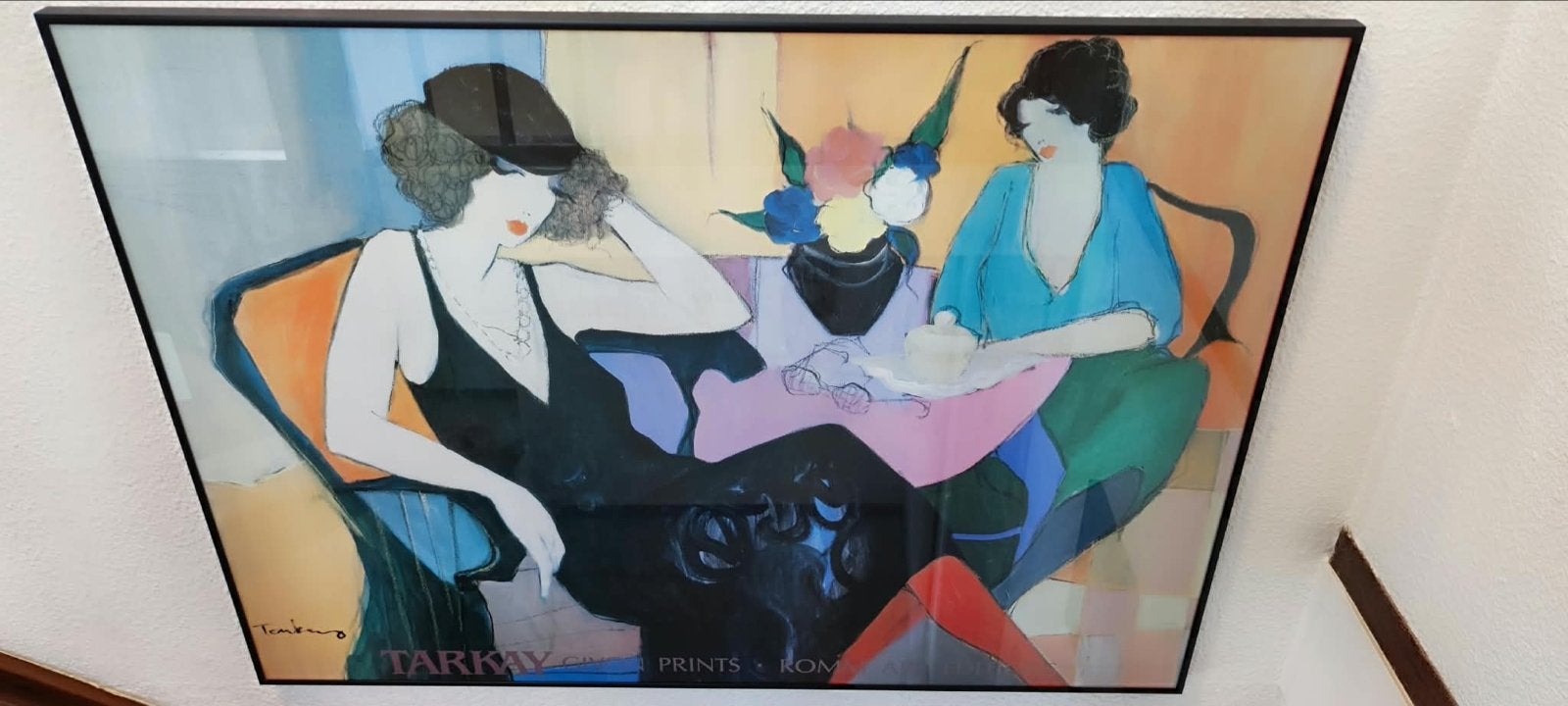 Tarkay print: Twee elegante dames in een interieur, Ophalen, Figuren, Papier/karton, Ingelijst