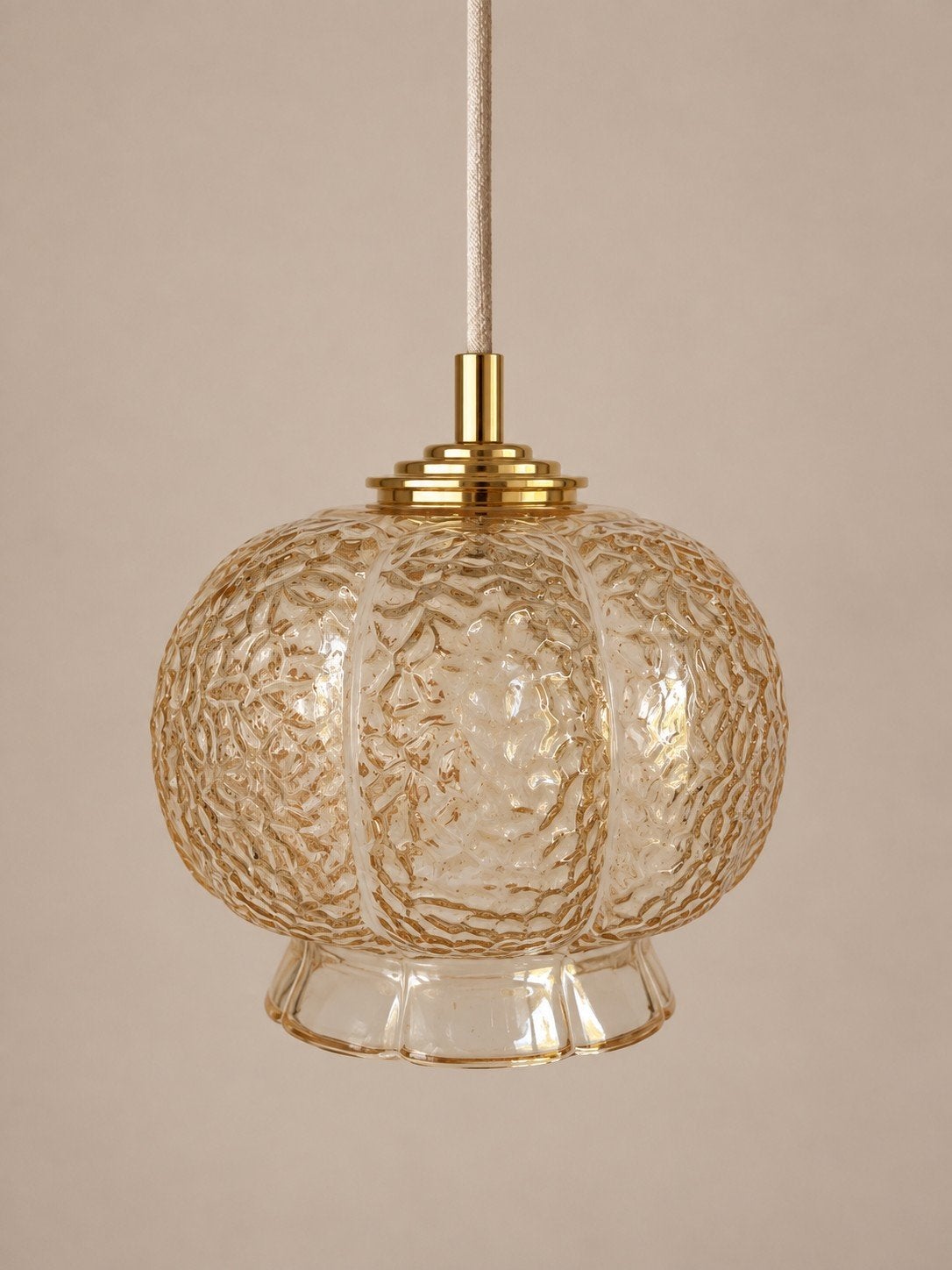Vintage hanglamp | Bubble lamp | Bollamp amberkleur Jaren 60, Ophalen of Verzenden, Glas